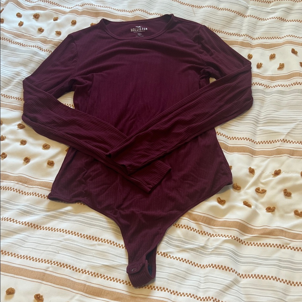 Hollister Deep Burgundy Long Sleeve Bodysuit